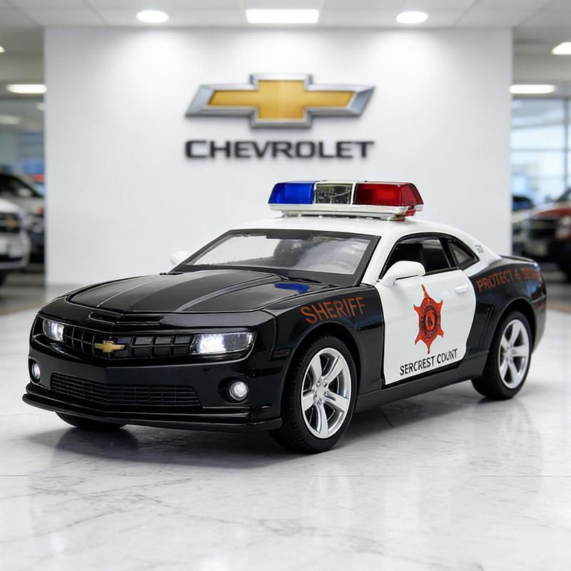 

1:32 Chevrolet Camarou Police Alloy Model Car Toy Diecasts Metal Casting Sound and Light Car Toys For Children Vehicle