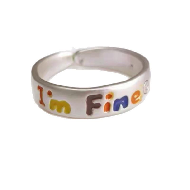 Children's Rainbow Letter Ring: Women's Stylish Adjustable Open Finger Ring, Trendy and Unique Design.