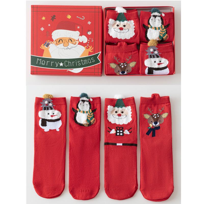 3D Cartoon Christmas Stocking Gift Set: Cute Mid-tube Women’s Socks for Autumn & Winter