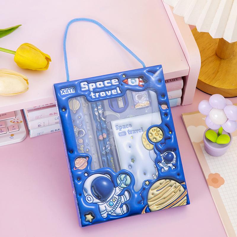 6 Sets Of Cute Stationery And Study Supplies, Including Pencils, Pencil Sharpeners, Erasers, Ruler, And Notebooks