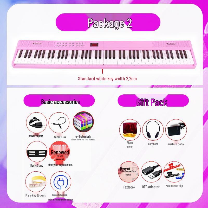 Rechargeable 88-Key Foldable Digital Piano: Bluetooth & MIDI, Perfect for Beginners & Kids