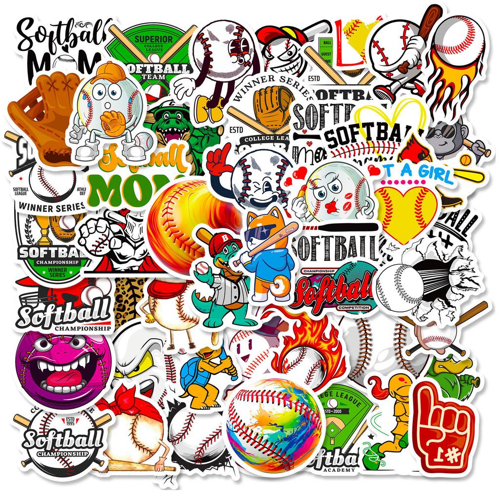 50 Baseball Softball Nordic Style Independent Personality DIY Decorative Stickers Waterproof Gum Stickers