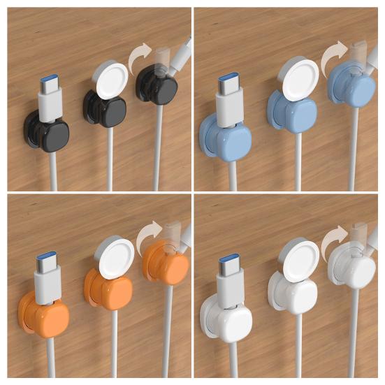 3/6 Adet 360 Derece Dönebilen Kablo Tutucu Yapışkanlı Ev Ofis Komodin Masa Kablo Düzenleyici Manyetik Tel Yönetimi Klipsi Şarj Kablosu Tutucu