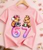 Girls Boys Casual Round Neck Short Sleeve TShirt 67 Number Capybara Cartoon Print TShirt Capybara Lover Birthday Gift Shirts