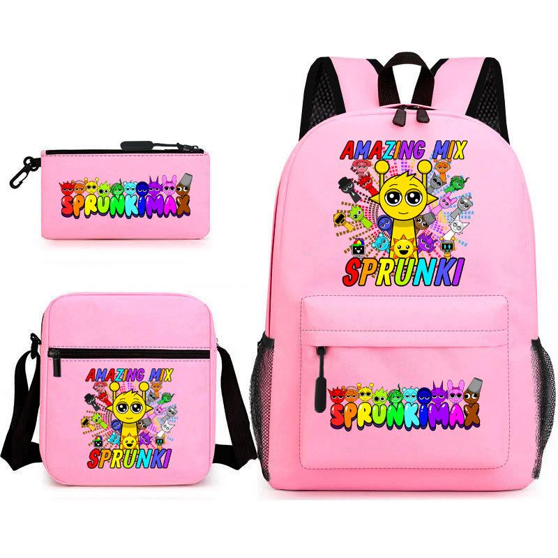 Rhythm Box Cartoon Large Capacity Starry Sky Student School Bag Sprunki Youth Backpack Three-piece Set D