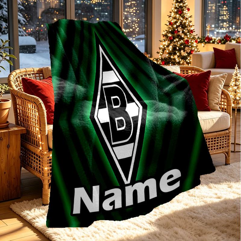 Custom Name Personalized Borussia Monchengladbach Print Blanket, Home Decor, Bedroom, Sofa, Camping, Couch, Gifts for Birthday Christmas