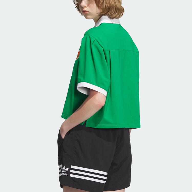 Adidas Originals Varct Polo Shirt With Trefoil Logo And Colorblock Women Tops Green IU4767