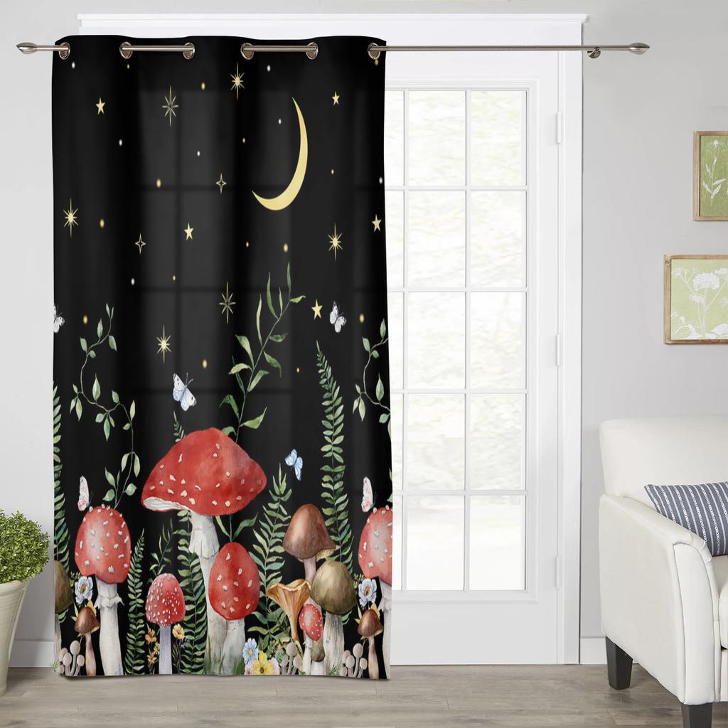 Plants Mushrooms Flowers Moon Modern Window Curtains for Living Room Bedroom Curtain Kitchen Treatment Blinds Drapes