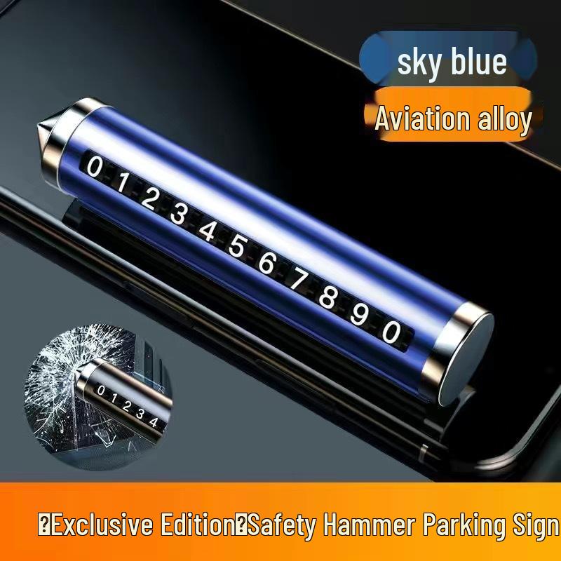 Multi-Function Car Phone Number Holder & Safety Hammer