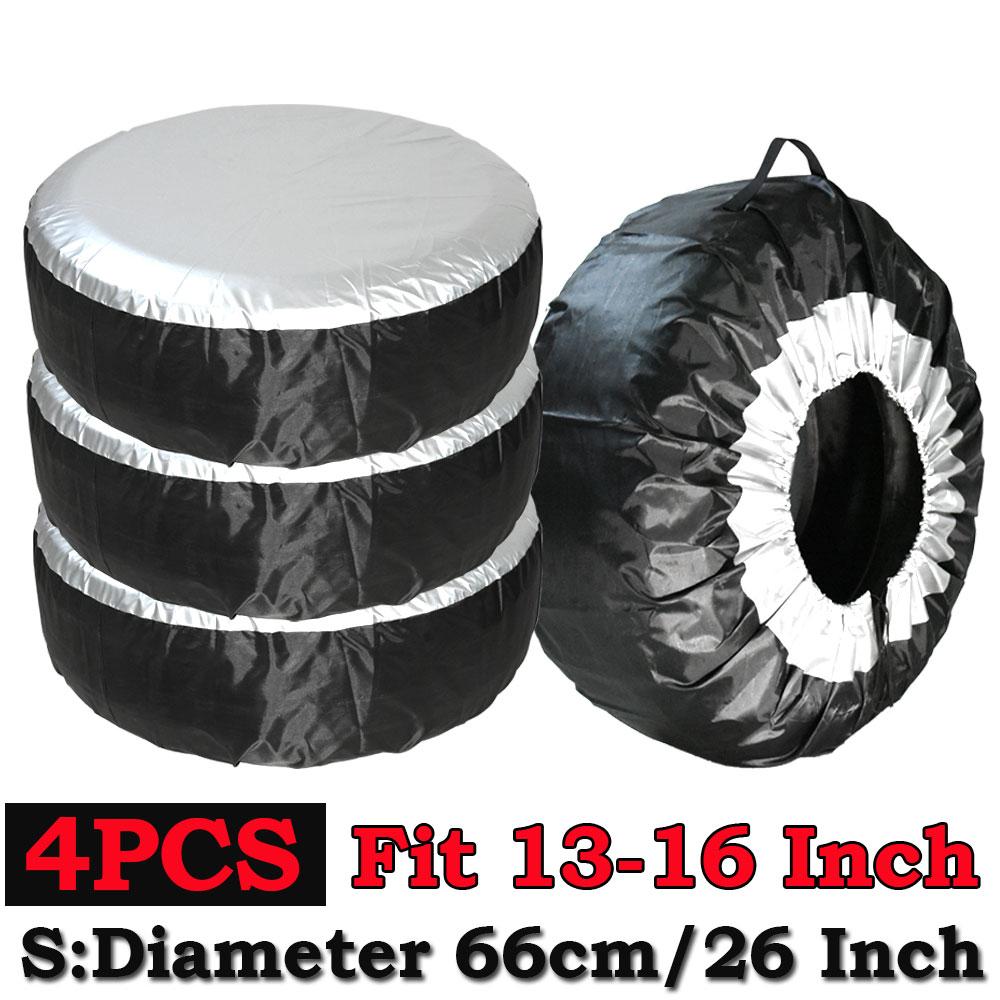 4PCS Universal Car Spare Tire Covers Case Tires Storage Bags Auto Wheel Tires Storage Bags Vehicle Tyre Waterproof Polyester Bag