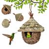 Handwoven Straw Birdhouse - Terrace Natural Nest Box with Straw Roof, Durable Indoor/Outdoor Birdcage, Suitable for Bird Lovers