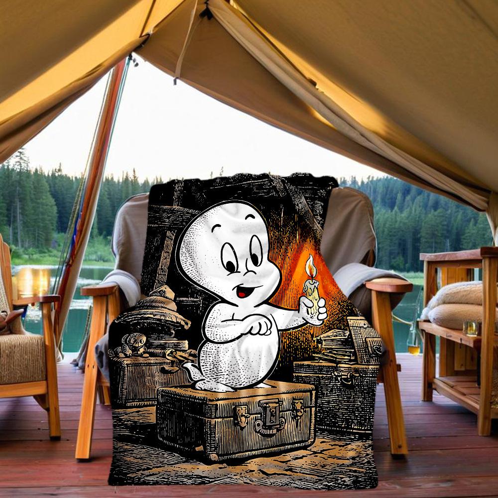 

1pc Casper the Friendly Ghost Outdoor Blanket Lightweight Flannel, Soft & Warm, All Season Use for Sofa, Outdoor, Camping, Living Room, Office, Chair 80x120cm