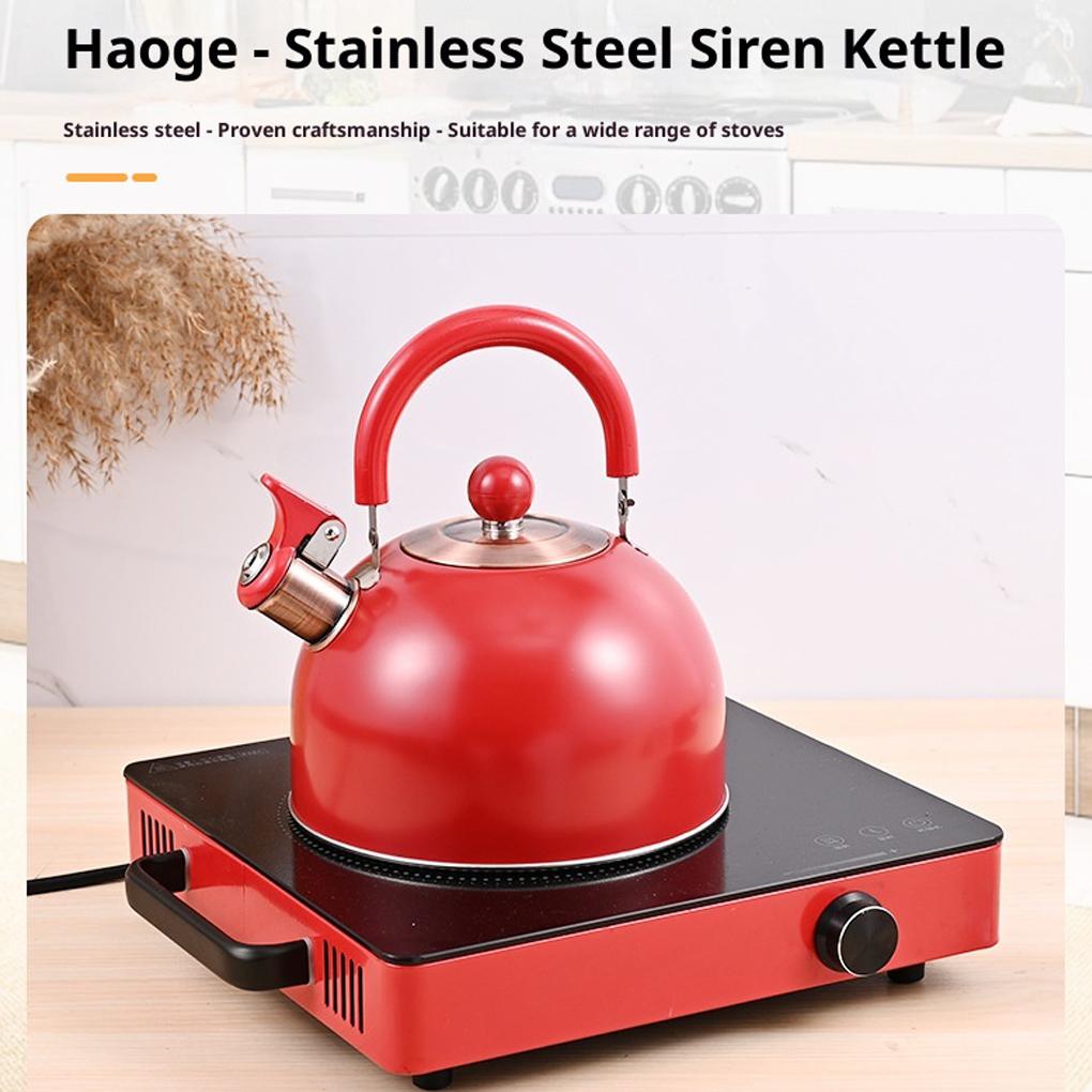 2.5L Red Tea Kettle Whistling Bottom Stove Teapot Featuring Insulated Handle Durable Steel for Heating - for Stoves
