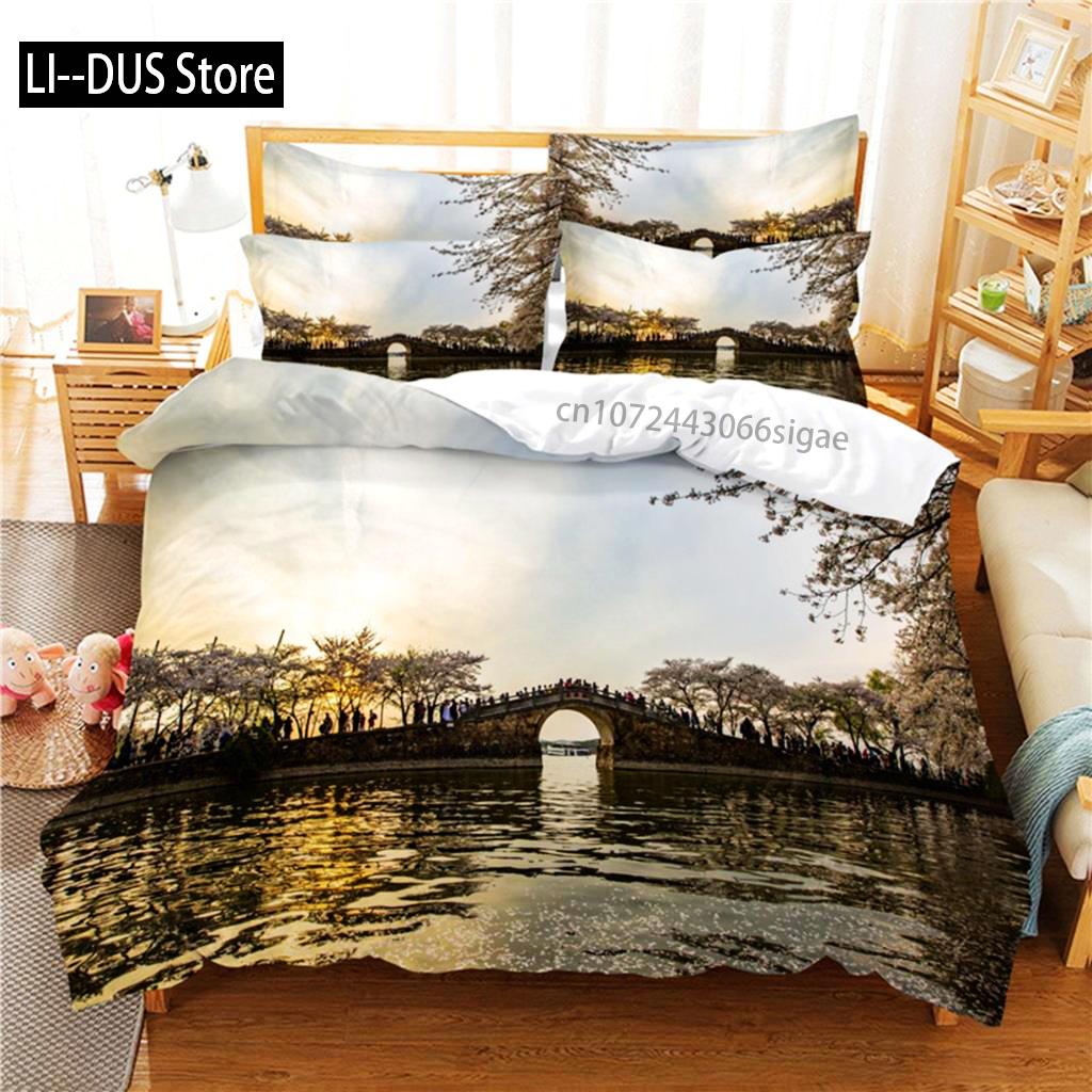 Comforter Beautiful Scenery Bedding Set 3D Bedding Digital Printing Queen Size Bedding Sets Fashion Designs