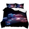 Cool Card Heart Plum Blossom Black Quilt Cover Three-Piece 3D Digital Printing Abrasive Bedding