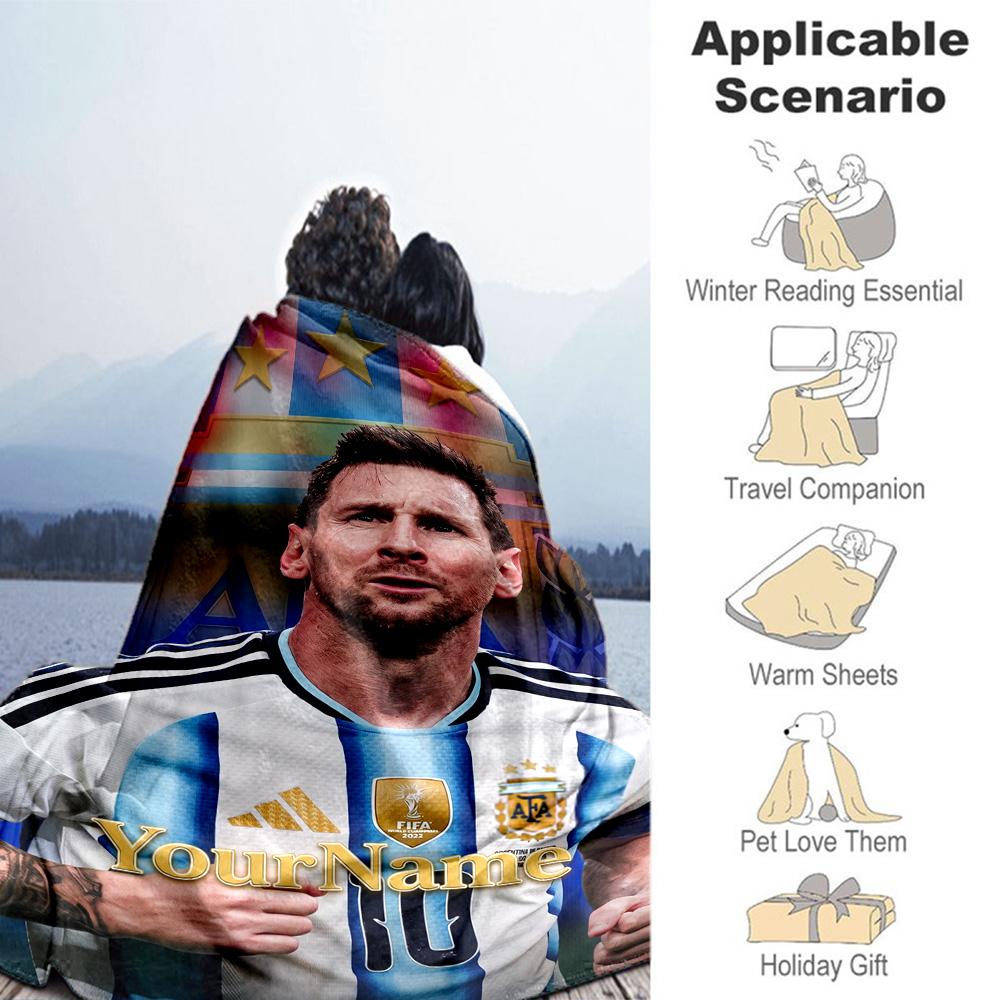 Messi 356 Customize Your Name Blanket Throw Customizable Blanket Comfortable Throw For Chair Office Chair Livingroom Nap Four Seasons Universal