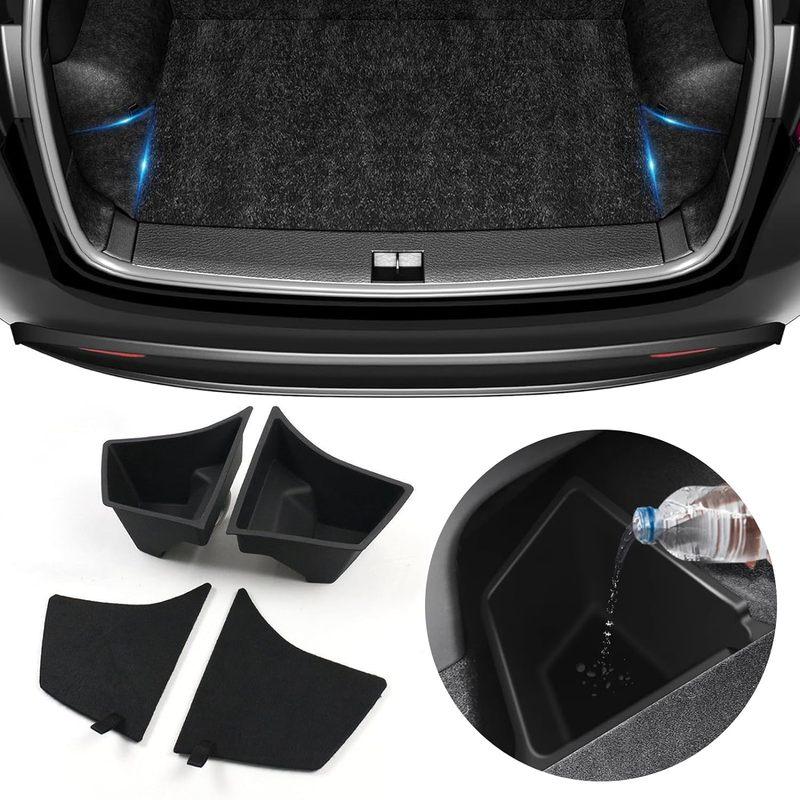 For Tesla Model 3 Highland 2024 Rear Trunk Organizer Side Storage Box with Lids Storage Bins Protector Packets Interior