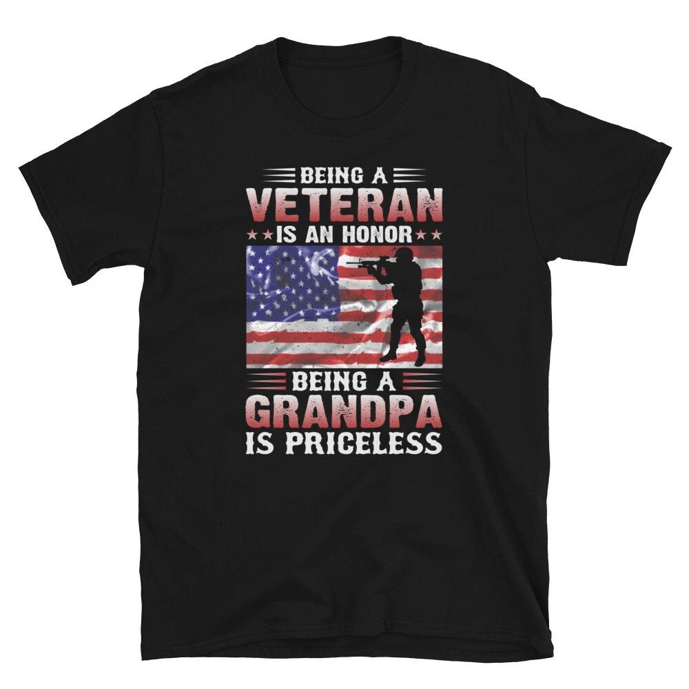 Soldier Honor Duty America Being A Grandpa Is Priceless T-Shirt XL