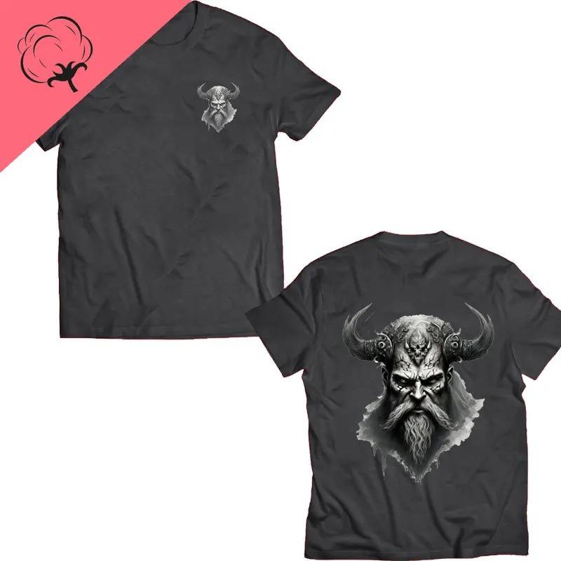 American Beard Warrior Tactical Skull Unisex T Shirt Til Valhalla Cotton T-Shirt Short Sleeve O-Neck T-shirt Casual Men’s Top