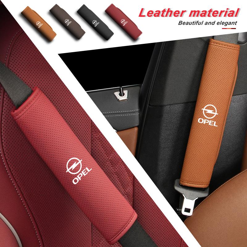 Leather Car Seat Belt Cover Safety Belt Shoulder Protection Pad For Opel Astra H G J Insignia Corsa Zafira Meriva Mokka