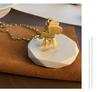 Korean Influencer Sweater Chain: Long, Non-Fading Little Horse Necklace Pendant in Titanium Steel for Women's Fashion.