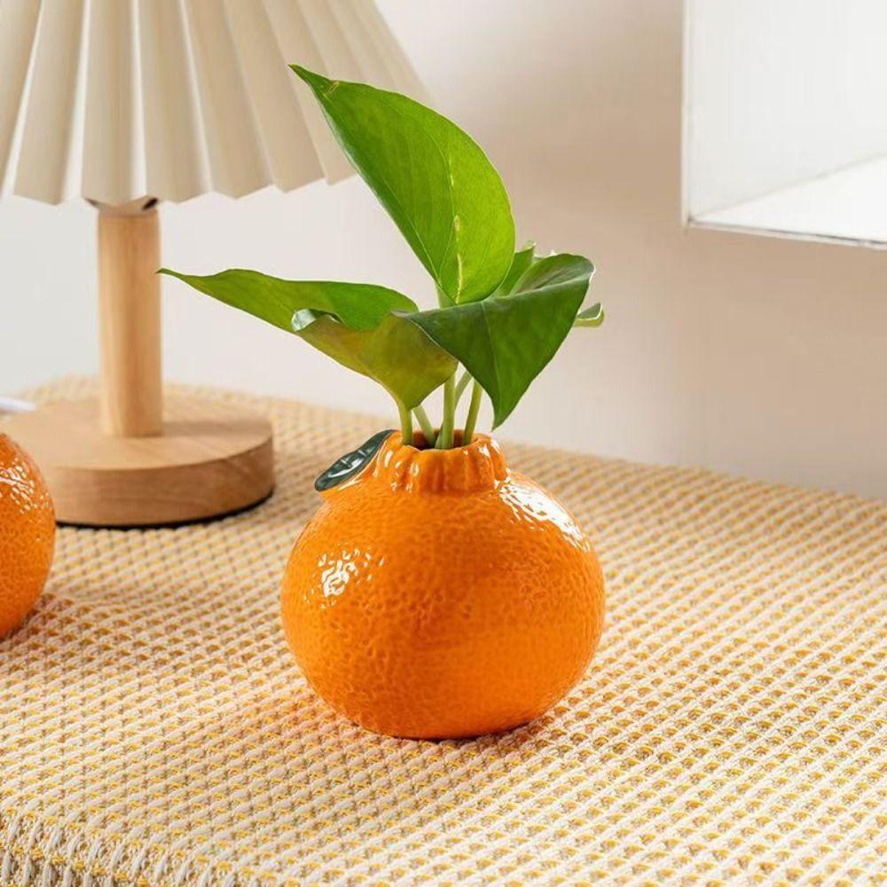 

Home Decoration Flower Arrangement Small Vase Orange Shape Plant Pot New Orange Vase