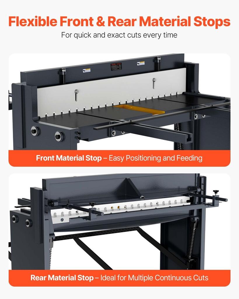 Foot Stomp Sheet Metal Shear, 1320 mm Width Manual Floor Shear, with Soild Steel Frame, Adjustable Blade Gap, Material Stops, Foot-Pedal Control for
