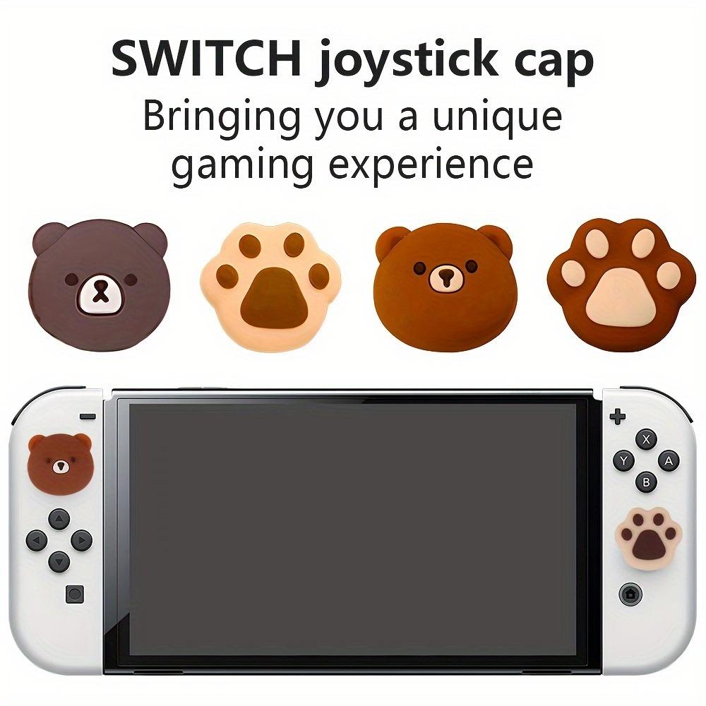 4pcs Cute Bear Paw Thumb Grip Cap Compatible with Nintendo Switch/OLED/Lite Soft Silicone Joystick Covers Non-Slip Design