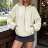 2026 European Women's Autumn/Winter Cashmere Baseball Jacket with Elastic Cuffs and Pockets