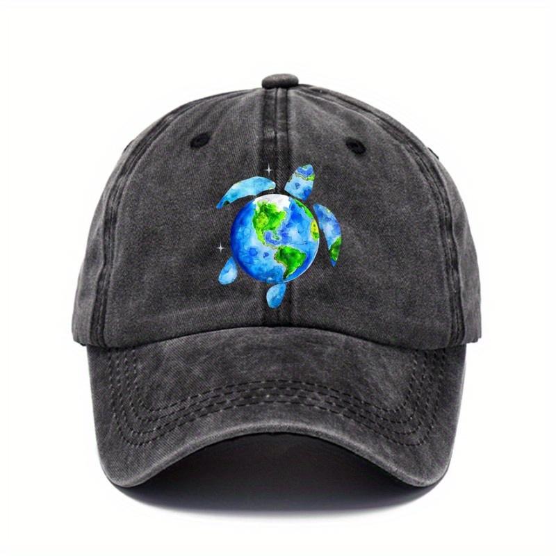 Earth Day Turtle Watercolor Print Baseball Cap Vintage Casual Sun Protection Outdoor Unisex Cap
