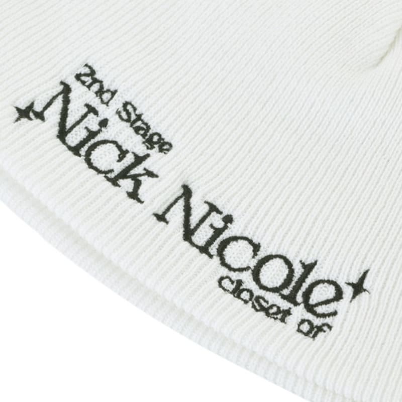 NICK&NICOLE BLINK LOGO LETTERING BEANIE_IVORY