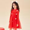 Girls' Long-Sleeve Bowknot Tulle Party Dress