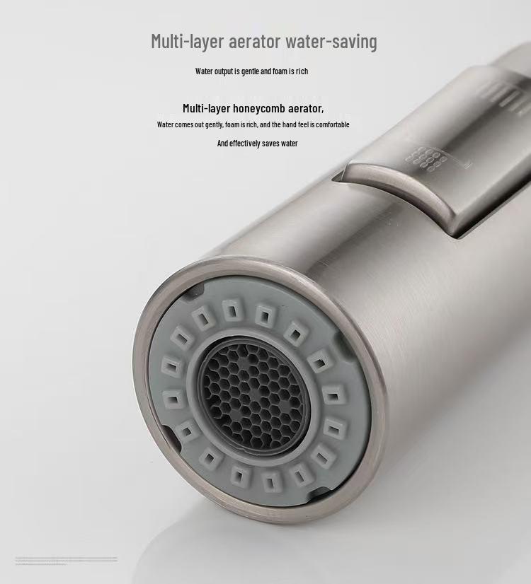 Stainless Steel Pull-out Kitchen Faucet with Hot/Cold Anti-Splash Sprayer for Sink and Basin