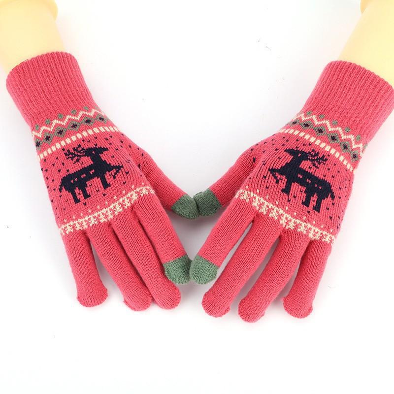 Winter new plush gloves cycling knitted gloves autumn and winter girls cute cold touch screen student warm gloves