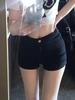 Spicy Girl 2025 Summer Women's High Waist Elastic Black Denim Shorts