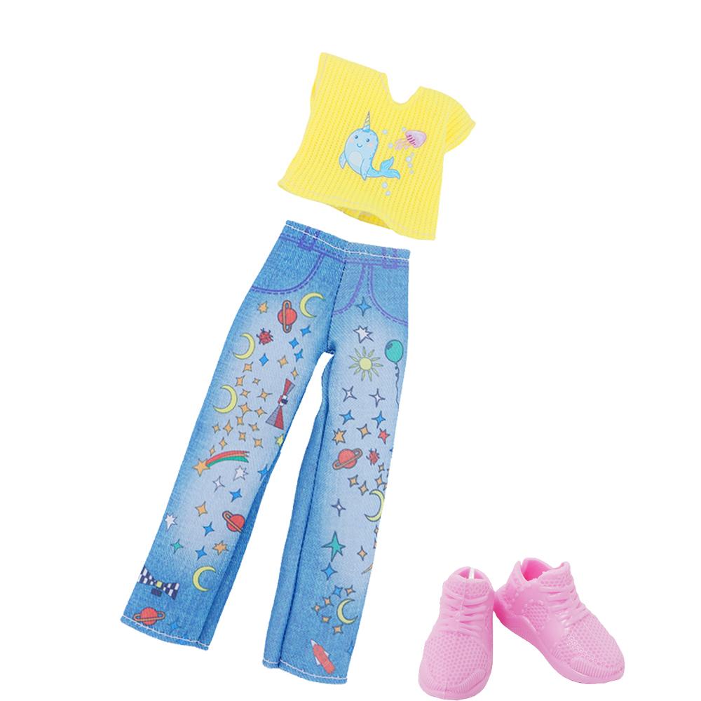 2 Pcs/Set Fashion Doll Clothes Daily Wear Tops Pants Mini Dress Gown with High Heels Shoes Sport Boots