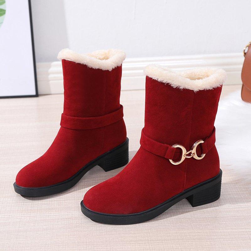 Botas de nieve con forro de piel sintética de invierno para mujer