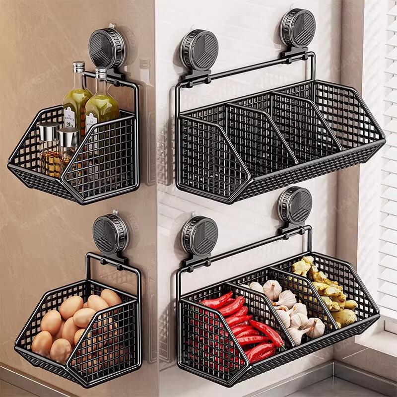 

Kitchen Suction Cup Wall Basket for Ginger, Garlic, Onion