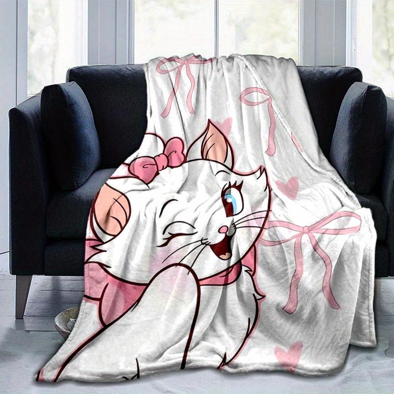 1pc"Adorable Aristocats Marie Pink Bow Blanket Perfect for Home Decor, Couch Cover, Travel, Camping, Office Nap