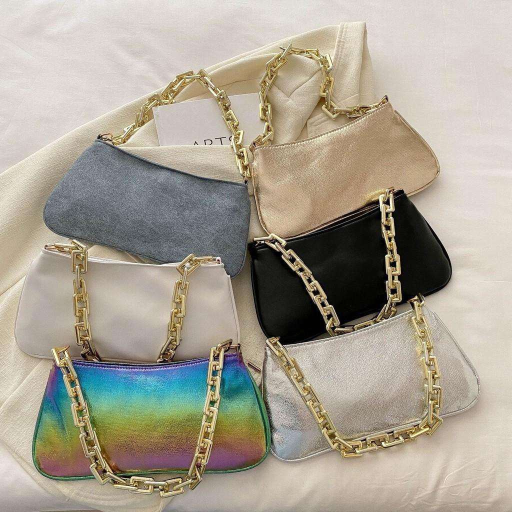 Stilvolle Kettenträger-Damen-Achseltasche Schicke Bunte Umhängetasche Für Sommer 2024