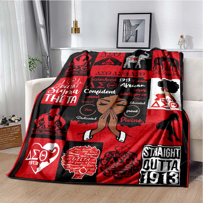 

Red and Black Greek Letter Collage Print Flannel Blanket, Sorority Inspired Throw Blanket 80cm x 120cm