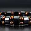Heiß verkaufendes Tigerauge Stein Armband für Herren Herrenarmband Mode Perlen Schwarz Stein Elastisches Armband