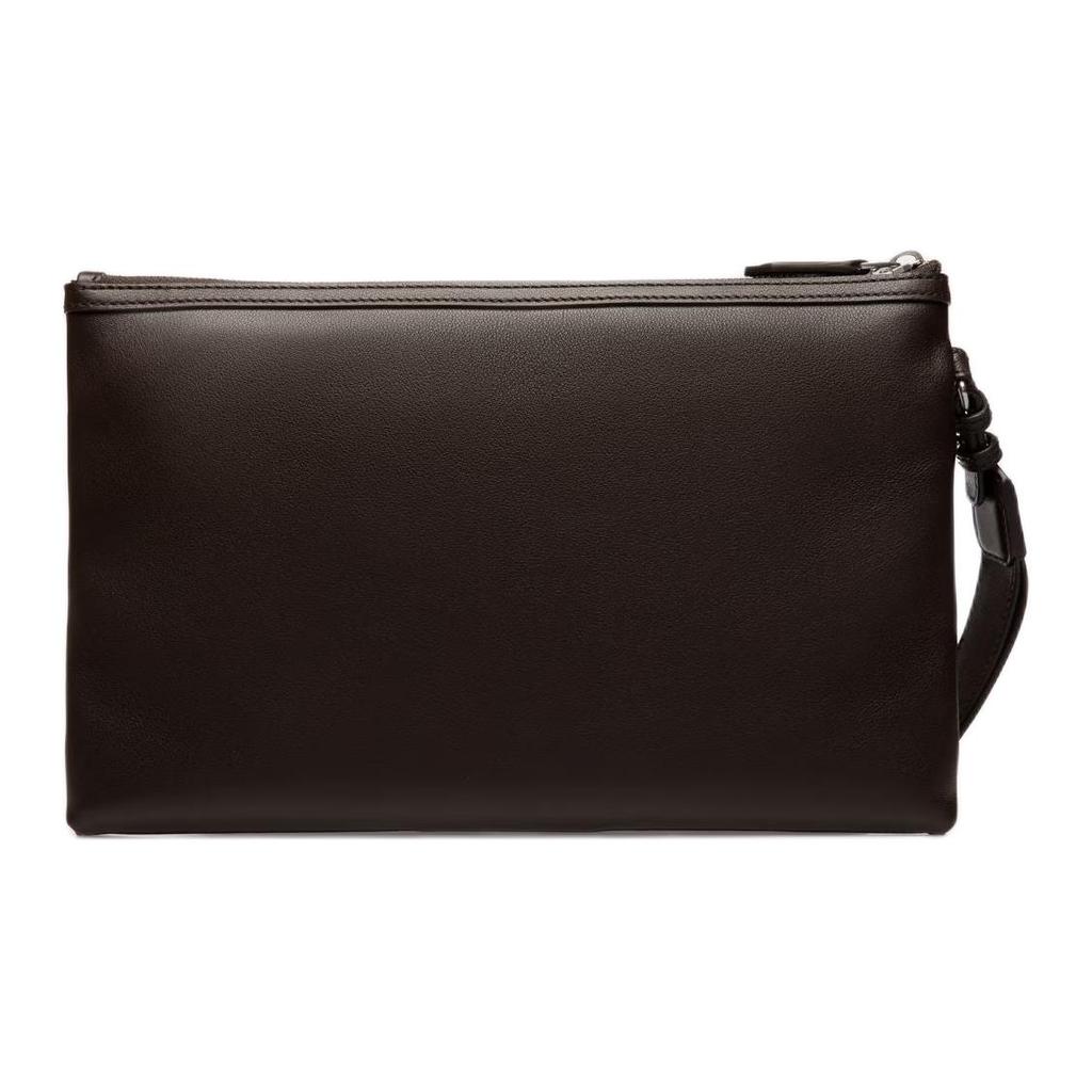 Bally Code Palladium Metal Hardware Calfskin Clutch Men Clutch Brown 6310908