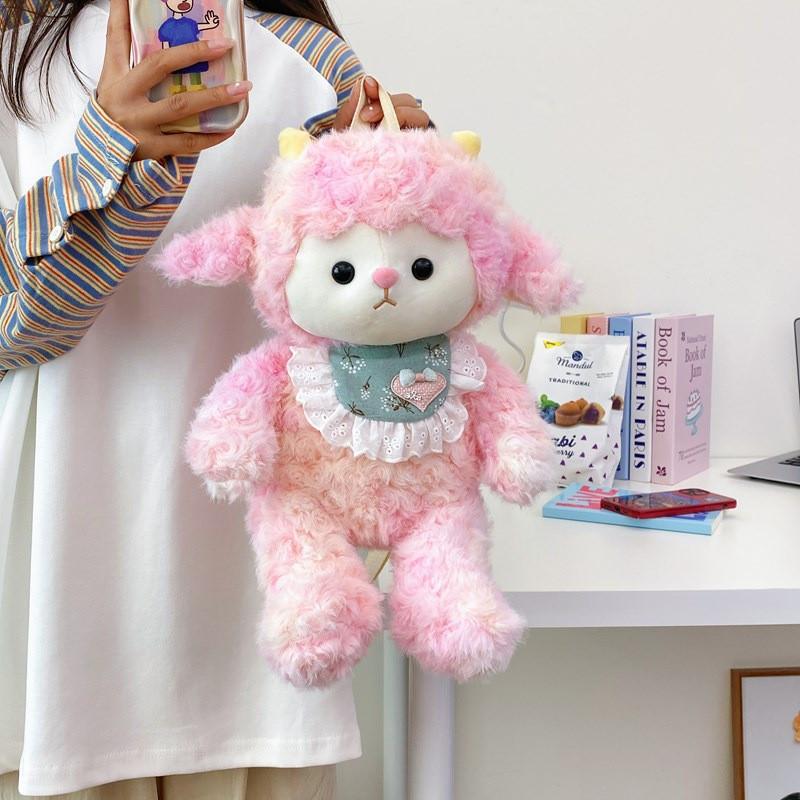 Panda Sheep Plush Backpack Kids Teens Lightweight Design Cartoon Bag Pattern