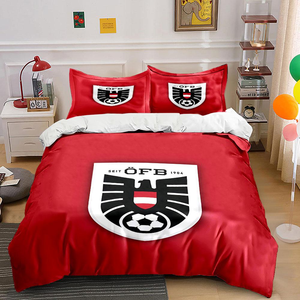 Set Biancheria da Letto Rosso con Logo ÖFB Set Copripiumino Copripiumino Federe (1 * Copripiumino 2 * Federe, senza piumino)