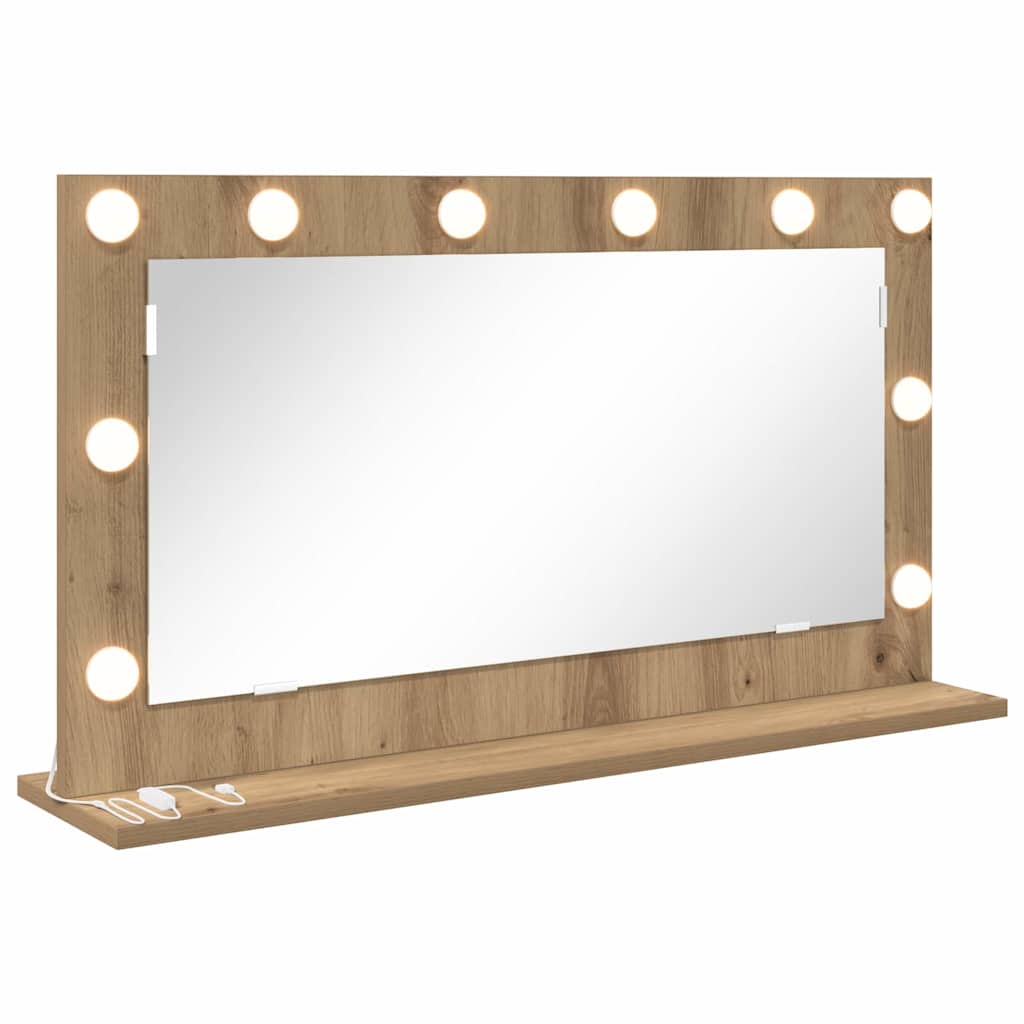 Rectangular Washbasin Mirror In Artisan Oak Finish 80 X 45 X 18 Cm