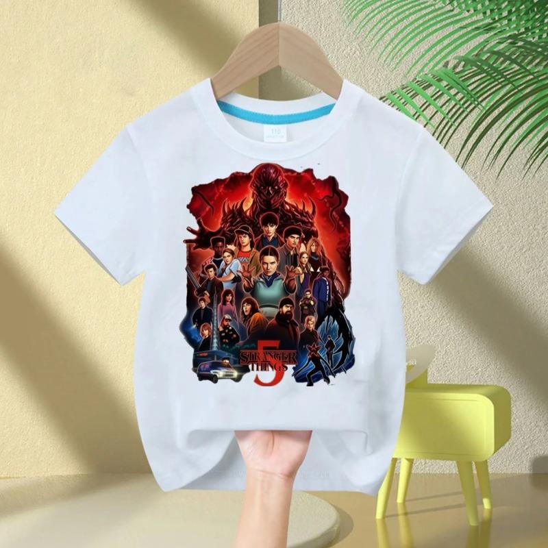 A-class pure cotton children's T-shirt summer thin design boy and girl cartoon print breathable sweat absorbing round neck T-shirt