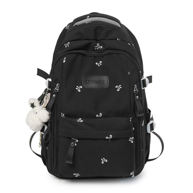 Damen-Rucksack mit Stickerei-Schleife, große Kapazität, Schultasche für Studenten