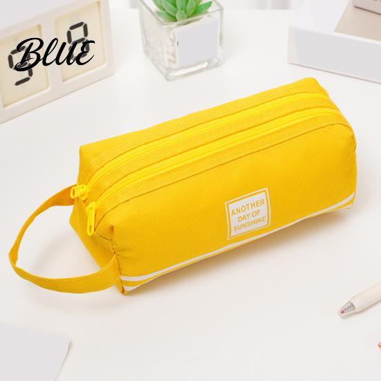Large Capacity Pencil Case Oxford with Handle Double Layer Pen Pouch