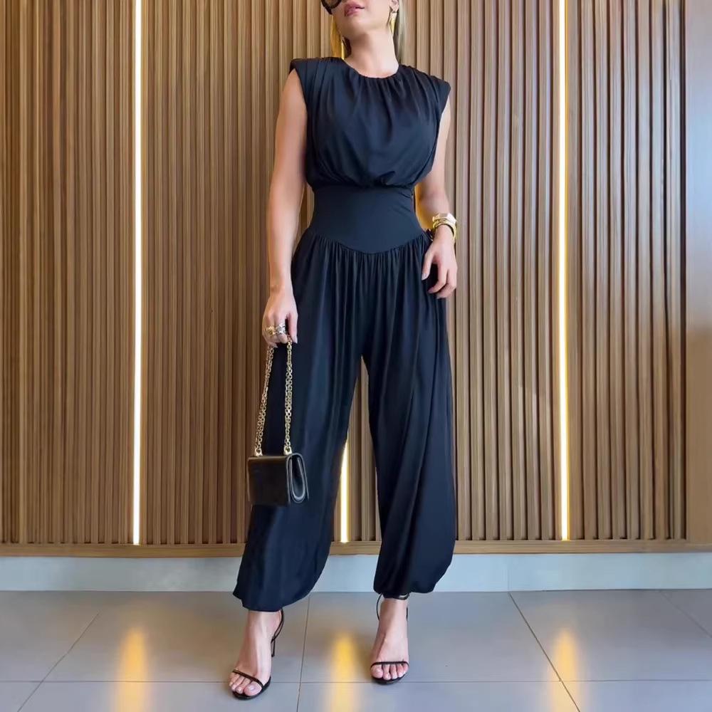 

2026 European & American Women s Casual Yoga Jumpsuit Harem Dance Trousers Large темно-синього кольору